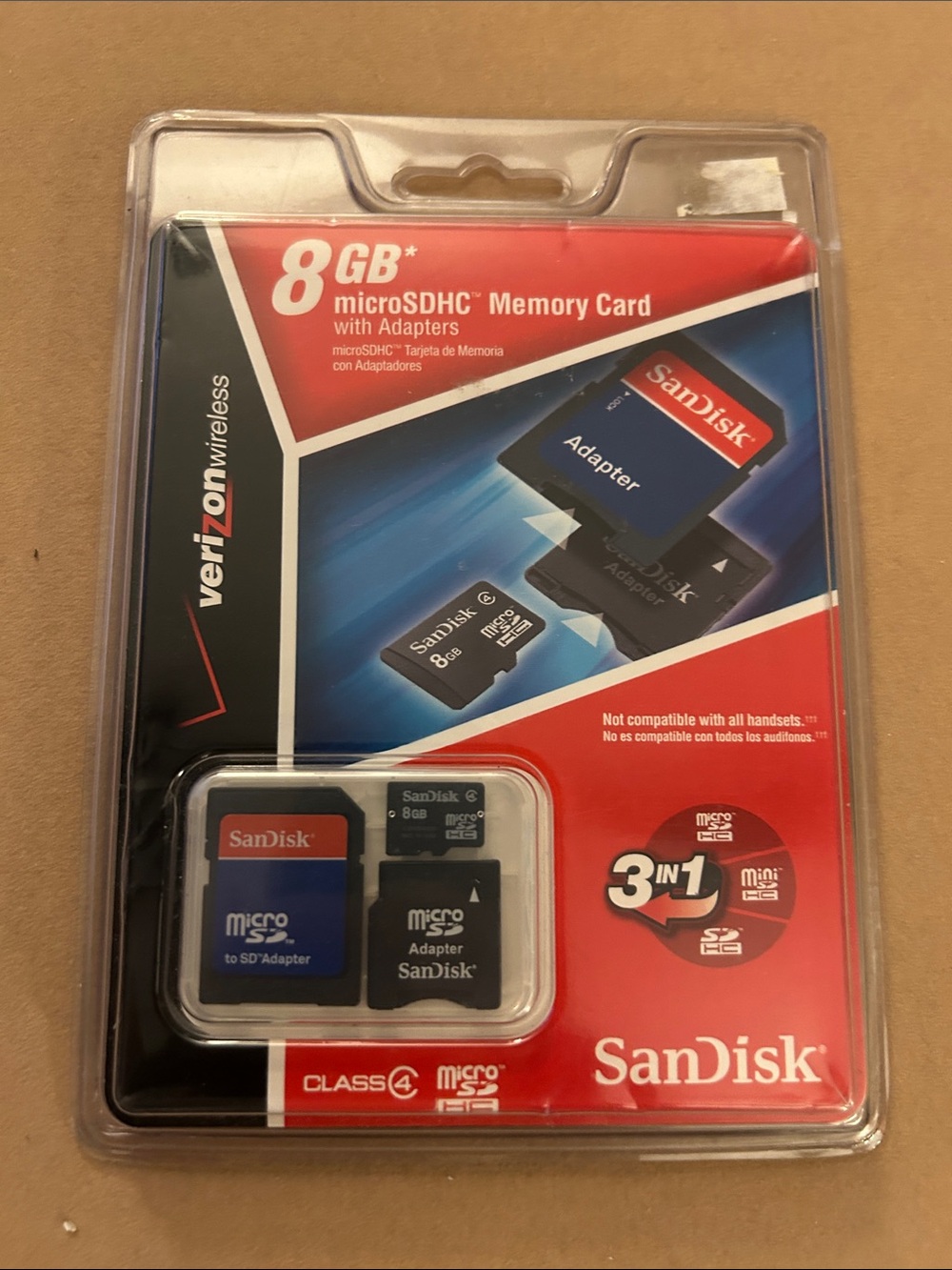 SanDisk 8GB microSDHC Memory Card with Adapters - Red and Black